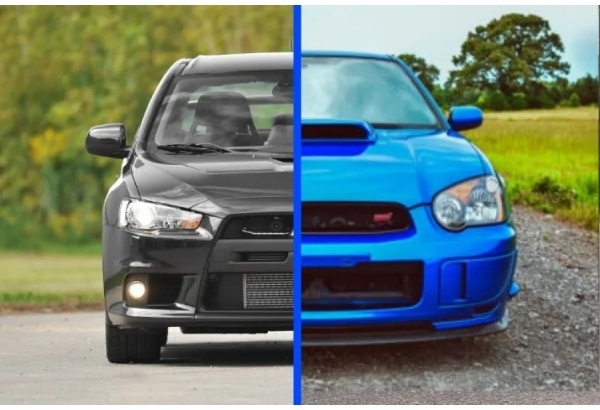 Jazda Subaru Impreza STI lub Mitsubishi Lancer Evo 10